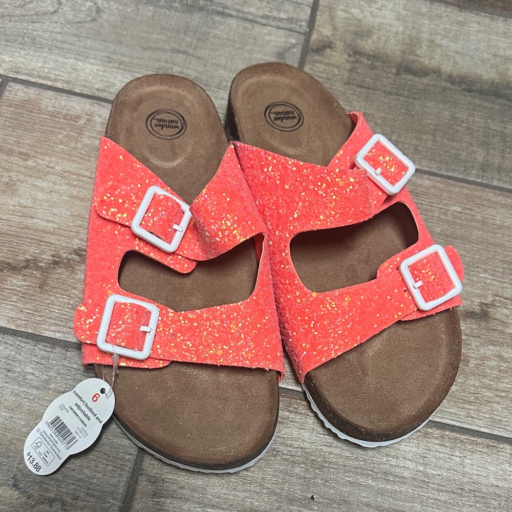 Wonder Nation Glittery Orange Kids Sandals